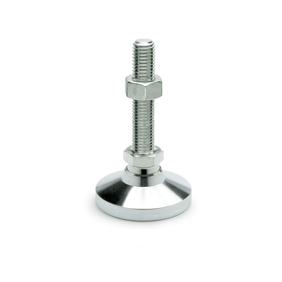Levelling feet, Steel zinc plated, Threaded stud, Type KRE, with plastic cap, non-gliding, electrically conductive (antistatic)