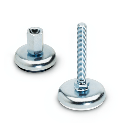 Levelling feet, Steel sheet, zinc plated / with rubber underlay