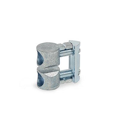 Universal Connectors, Zinc Die Casting, With Double T-Nut, for Aluminum Profiles (i-Modular System), Type V with anti-twist protection, Coding D with 2 screws and double T-nut
