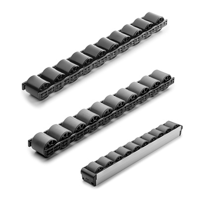 Roller elements for ELEROLL roller tracks