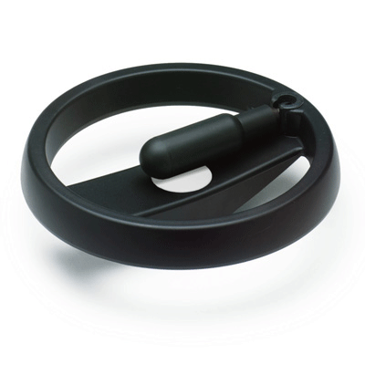 Spoked handwheels with fold-away handle