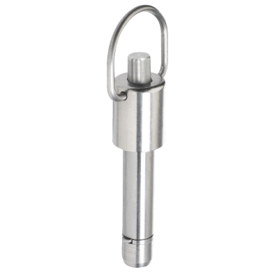 Broche de centrage à ergots inox à anneau pivotant - Bouton inox - Corps inox