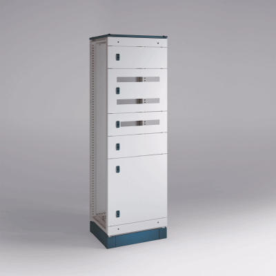Assembled structure for modular cabinet with external doors