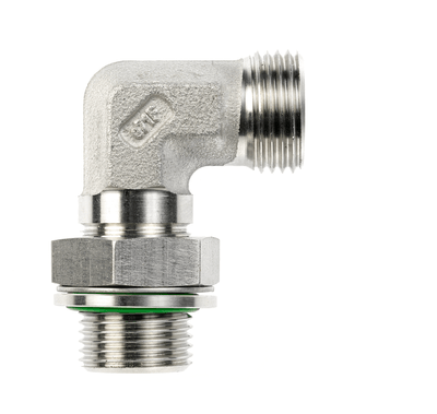 Einstellbare Winkel-Einschraubstutzen, mit Kontermutter, Abdichtung durch gekammerten O-Ring, ISO 1179-3