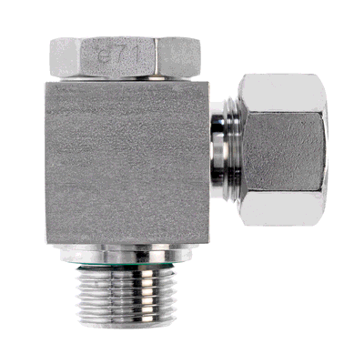 Banjo elbow fittings, sealing with restraining seal ring FKM