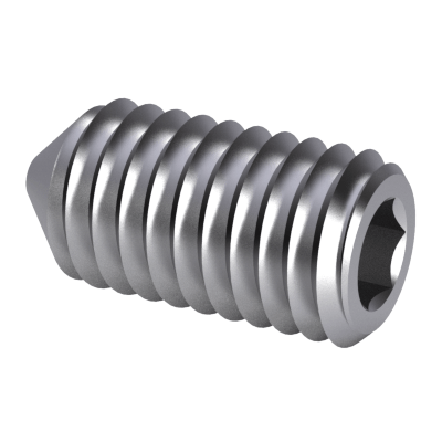 Hexagon socket set screws with cone point
