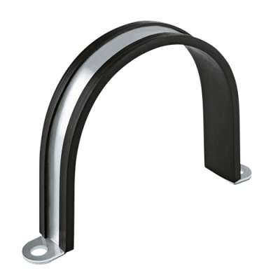 Tubing clamp with rubber profile and strengthen fixing holes