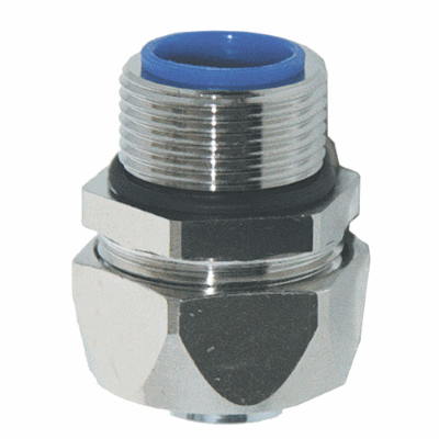 Metal connector straight, outer thread incl. ferulle and sealing. UL and CSA approval