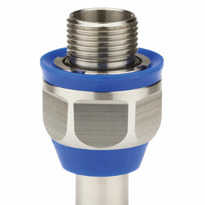 Food-safe metal connector, safety-type, straight, outer thread