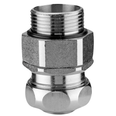Metal connector. safety-type, straight turnable outer thread