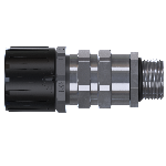 Straight conduit fitting with integral cable strain relief
