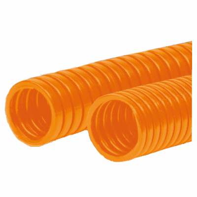 Corrugated conduit in orange colour for cable protection application