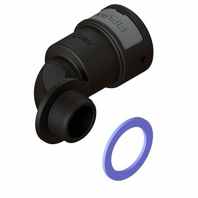 Fitting 90° curved elbow, NPT, plastic thread