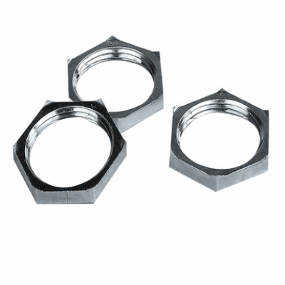 Locknut hexagon, brass nickel plated, metric, EMC
