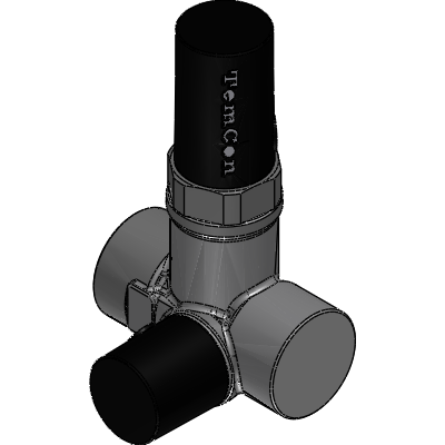 Frese Stainless steel thermostatic valve for domestic water TemCon is a control valve in stainless steel designed for domestic hot water installations with circulation. The valve automatically control the temperature of the water that circulates through the valves . Thus the thermal balance is ensured throughout the domestic hot water system. The valve is adjusted on a scale to a desired temperature in the interval between 37°C and 65°C. TemCon is equipped with a by-pass located outside the thermal part of the valve . So, TemCon is suited for hot water installations with bacterial problems, e.g. Legionella. Here a procedure of raising the temperature of the water to between 70°C and 80°C is carried out at certain intervals. Industrial Valves