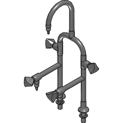 Galvin Engineering ProLab® Epoxy Coated Brass Bench Mtd Lab Set H&C 3-Way Swivel Gooseneck NV #16XT Tube Nozzle Industrial Valves