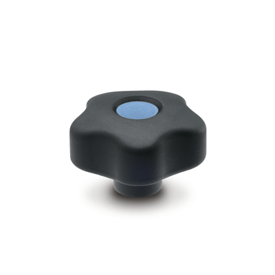 Star Knobs, Plastic, Bushing Brass with Colored Cover Caps