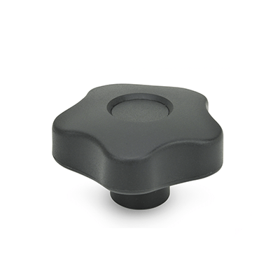 Star knobs, Bushing Stainless Steel, Type E, with cover cap (threaded blind bore)