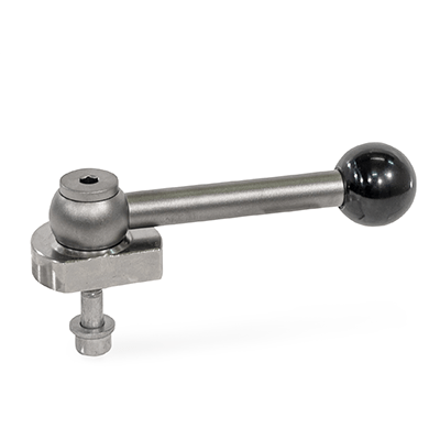Eccentric Cams, Stainless Steel, Radial Clamping, Screw from the Back, Type GVB with ball lever, straight (serration)