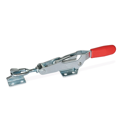 Toggle clamps for pulling action, Type TG, with draw axle, with catch, with oval head latch bolt