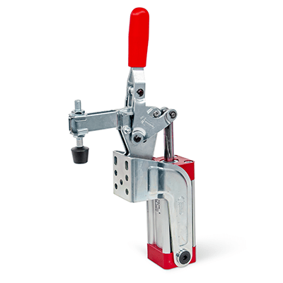 Toggle Clamps, Pneumatic, with Additional Manual Operation, Type CPVS, Forked clamping arm, with two flanged washers and clamping screw GN 708.1