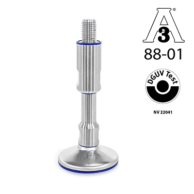 Leveling Feet, Stainless Steel, Hygienic Design, Type A, without mounting holes