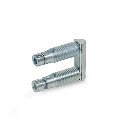 Automatic Connectors, Steel, With Double T-Nut, for Aluminum Profiles (i-Modular System), Right-Angled Connection, Profile type S, Heavy, Coding D, With 2 screws and double T-nut