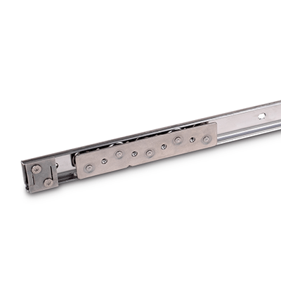 Stainless Steel-Linear guide rail systems, Type A5, with one cam roller carriage with 5 rollers, Identification no. 1, with one end stop