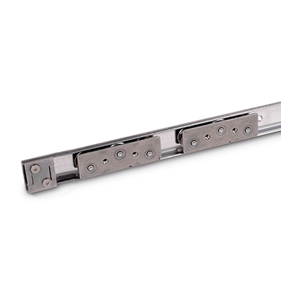 Stainless Steel-Linear guide rail systems, Type B3, with two cam roller carriage with 3 rollers, Identification no. 2, with two end stops