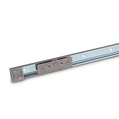 Linear guide rail systems, Type A3, with one cam roller carriage with 3 rollers, Identification no. 1, with one end stop