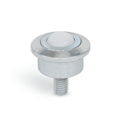 Ball Transfer Units, Steel / Stainless Steel Housing, with Threaded Stud, type B with flange