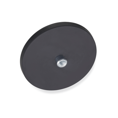 Retaining magnets, disc-shaped, with female thread with rubber jacket