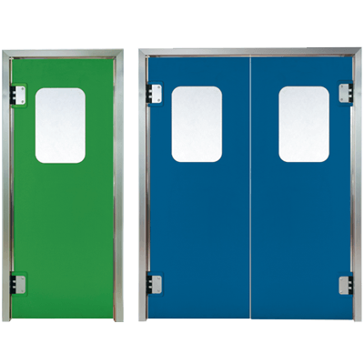 GP200 HDPE traffic door with stainless steel hinges