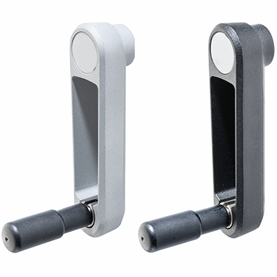 Crank Handles with folding handle, stainless steel, with smooth bore