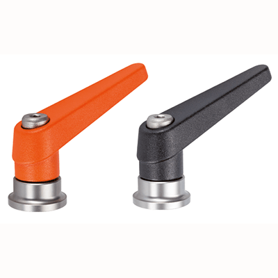 Adjustable Clamping Levers with axial bearing from stainless steel, with female thread