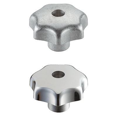 Star Grips DIN 6336, light-metal / with female thread, drilled out, form D
