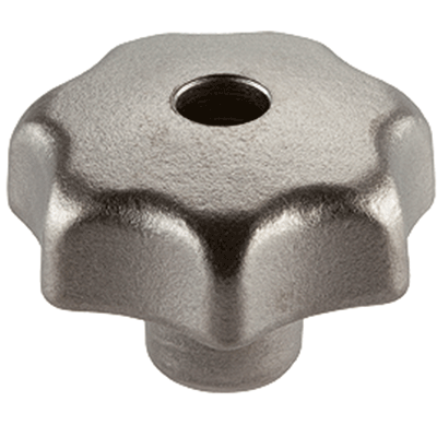 Star grip, DIN 6336, stainless steel/ with female thread, drilled out, form D