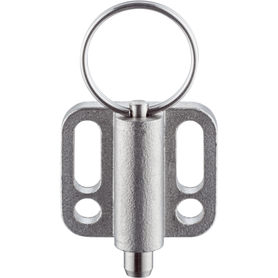 Index Plungers with mounting flange, horizontal, stainless steel / with pull-ring, without locking