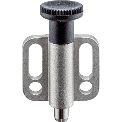 Index Plungers with mounting flange, horizontal, stainless steel / with knob, without locking