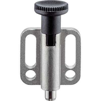 Index Plungers with mounting flange, horizontal, stainless steel / with knob and locking