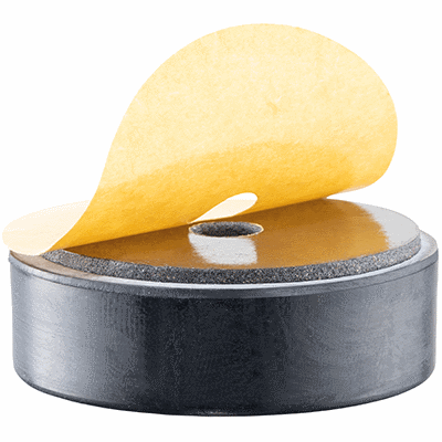 Rubber Endstop Buffers low structure, with through-bore and adhesive pad
