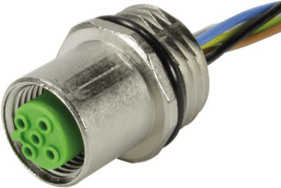 M12 flange socket with wire, 5pol.B-kod