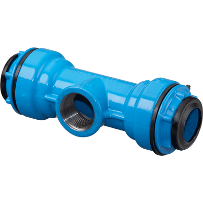 ISO Überschub T-Stück Guss mit Gewindeabgang