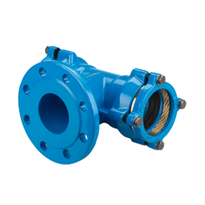 System 2000 double socket T-piece, with flanged branch