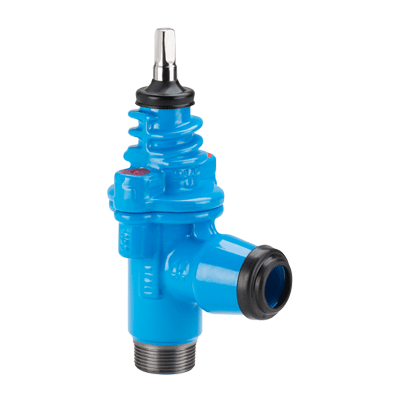 Service valve for vertical installations, internal thread/ISO outlet