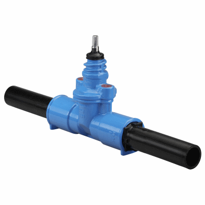 Service valve with PE ends, ductile iron
