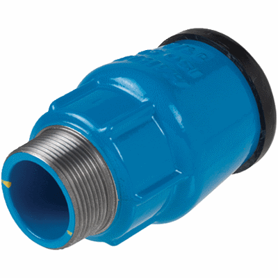 Raccord à emboîtement en fonte, avec filetage extérieur