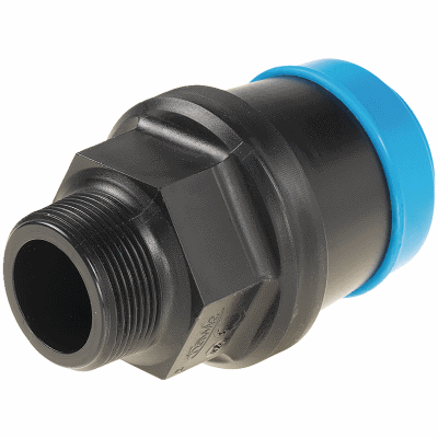 Raccord à emboîtement POM, avec filetage extérieur