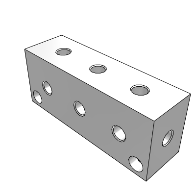 气压连接块-L形·侧端面贯穿-孔距固定型