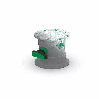 HoKa Vanne papillon avec joint, poignée, des deux côtés avec manchon, grille de 15°